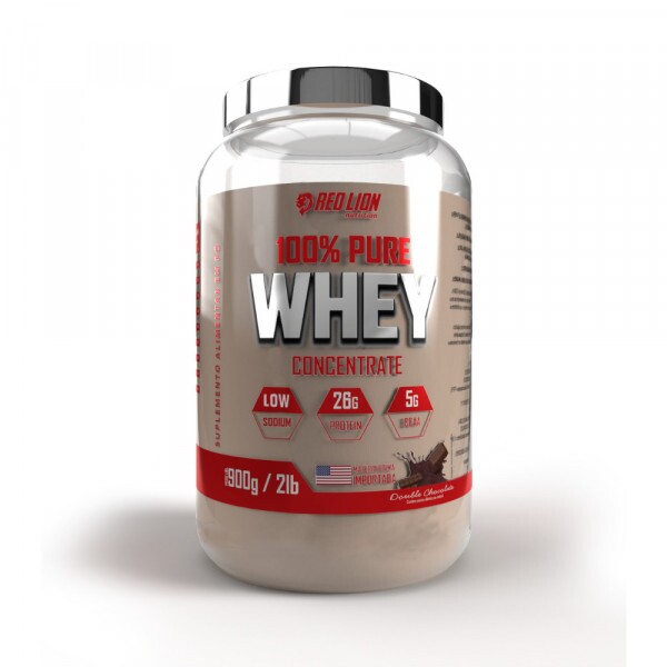 RED LION SUPLEMENTOS - 100% PURE WHEY RED LION 900G - ACAI / BANANA